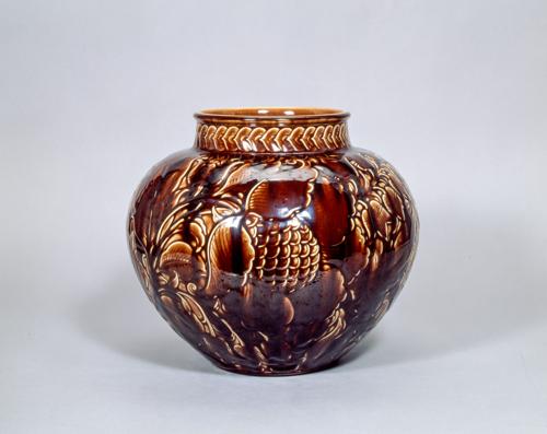 紫金磁唐花紋花瓶