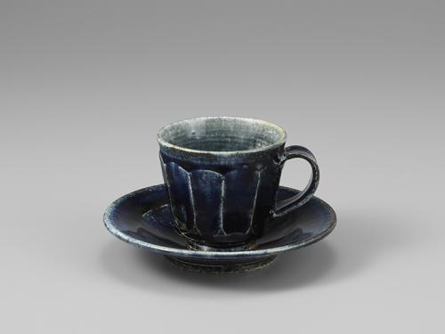 瑠璃釉面取 コーヒーカップ＆ソーサー