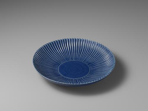 瑠璃釉鎬大盛皿