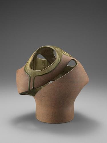 透彫窯変形扁壺