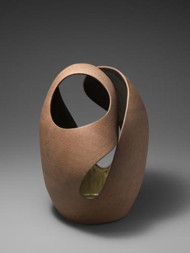 透彫窯変形扁壺